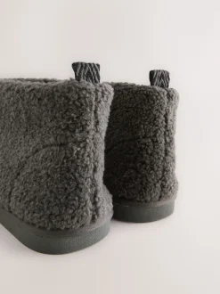 Gris - Bottes chaussons en imitation peau de mouton