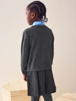 Gris - Cardigan à col en V Cotton Rich School (3-16ans)