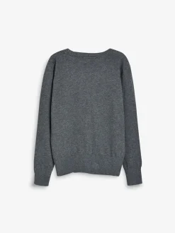 Gris - Cardigan à col en V Cotton Rich School (3-16ans)