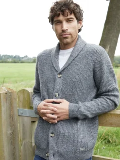 Gris - Cardigan Threadbare à col châle