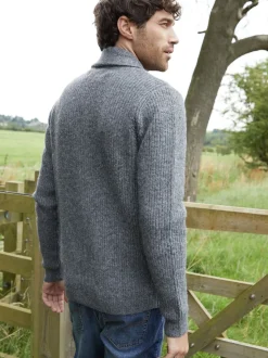 Gris - Cardigan Threadbare à col châle