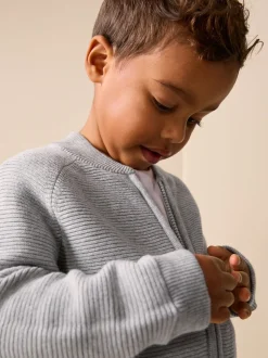 Gris - Cardigan zippé (3mths-7yrs)