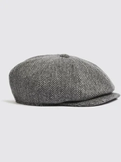 Gris - Casquette MOSS Harris en tweed à chevrons Baker Boy