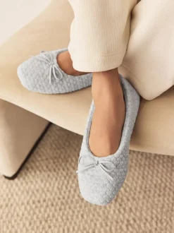 Gris - Chaussons Ballerine cœur