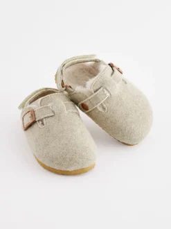 Gris - Chaussons style sabot avec doublure chaude