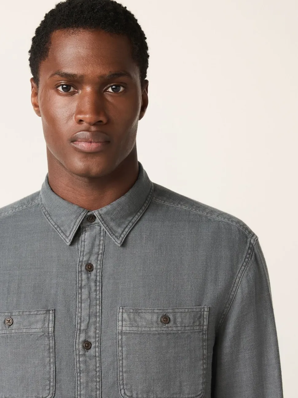 Gris - Chemise à manches longues texturée à deux poches Coupe classique