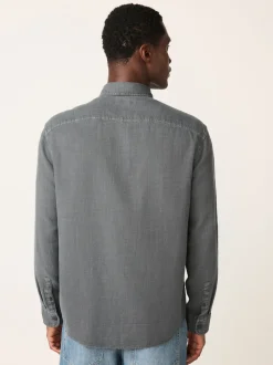 Gris - Chemise à manches longues texturée à deux poches Coupe classique