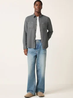 Gris - Chemise à manches longues texturée à deux poches Coupe classique