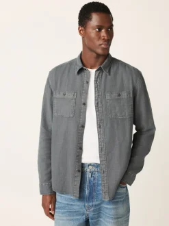 Gris - Chemise à manches longues texturée à deux poches Coupe classique