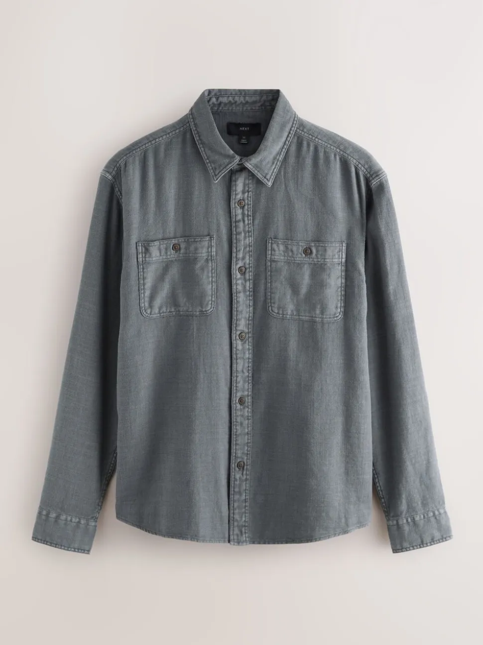 Gris - Chemise à manches longues texturée à deux poches Coupe classique