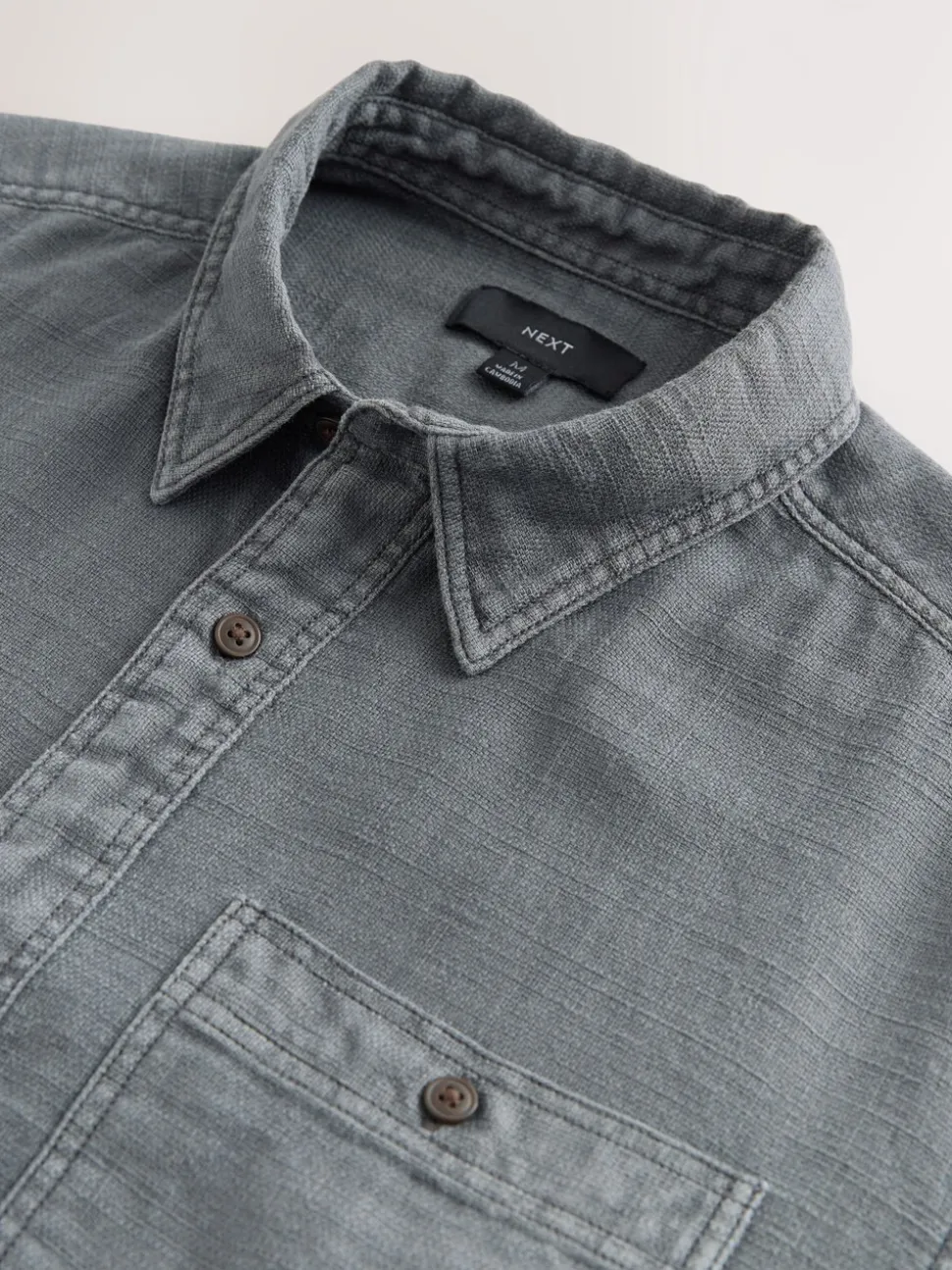 Gris - Chemise à manches longues texturée à deux poches Coupe classique