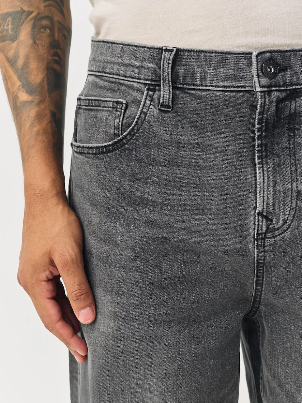 Gris - Coupe ballon - Jean stretch classique