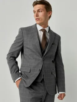 Gris - Coupe sur mesure Check Flannel Suit Veste