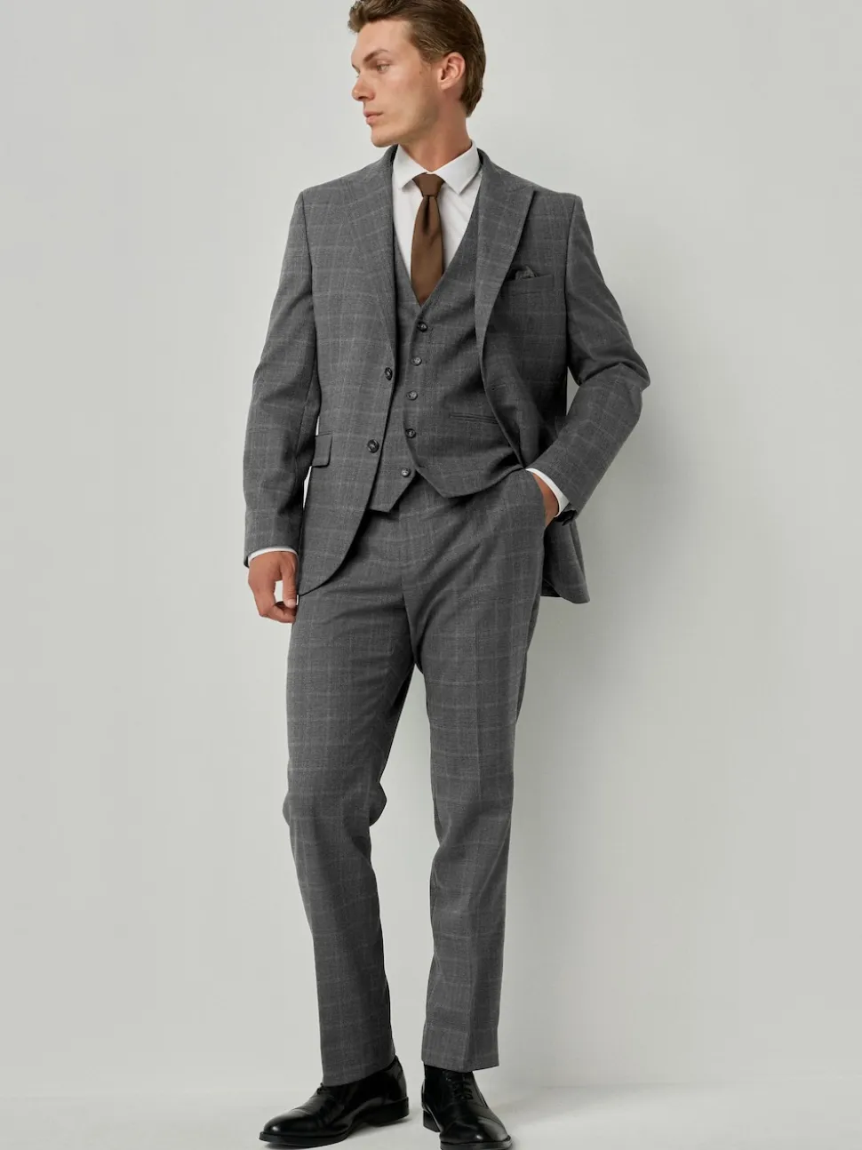 Gris - Coupe sur mesure Check Flannel Suit Veste