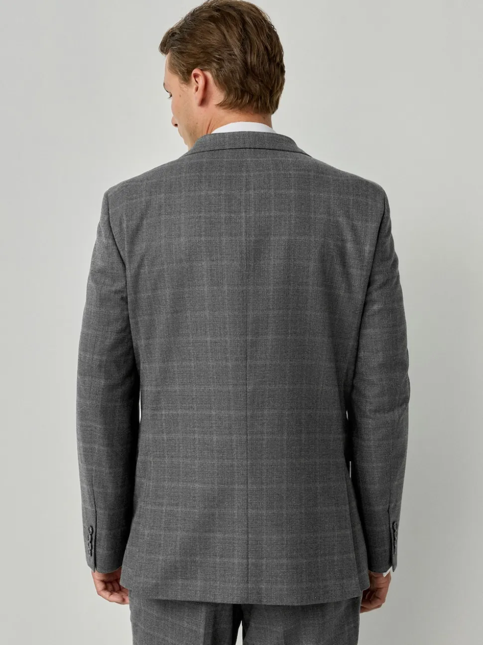 Gris - Coupe sur mesure Check Flannel Suit Veste