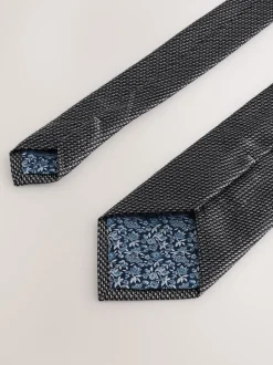 Gris - Cravate texturée avec pince à cravate