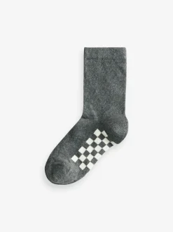 Gris à damier - Paquet de chaussettes en coton riche 7
