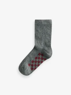 Gris à damier - Paquet de chaussettes en coton riche 7