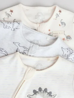 Gris - Dors-bien bébé 100% coton zippés en deux sens 3 Lot (0-2ans)