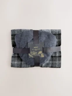 Gris - Ensemble casquette plate et écharpe à Carreaux