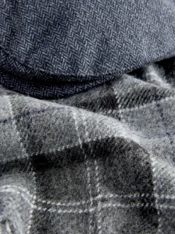Gris - Ensemble casquette plate et écharpe à Carreaux