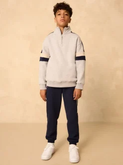 Gris - Ensemble sweat-shirt et joggings à col zippé en entonnoir