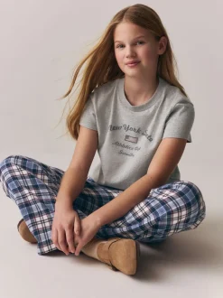 Gris - Ensemble t-shirt et pantalon à carreaux Superdry