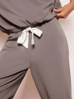 Gris - Friends Like These haut de pyjama à manches longues contrastant haut de gamme