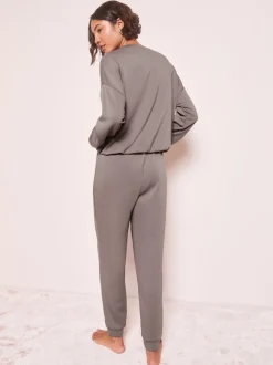 Gris - Friends Like These haut de pyjama à manches longues contrastant haut de gamme