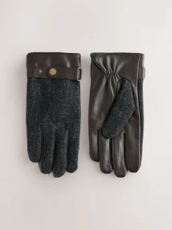 Gris - Gants Harris Tweed et Cuir