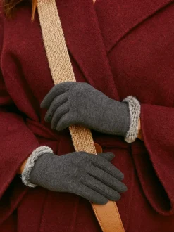 Gris - Gants Totes SmarTouch thermiques avec poignet en fourrure à pointe