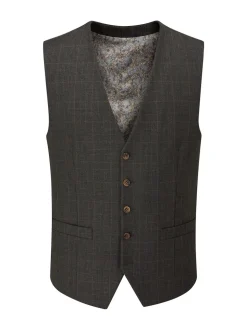 Gris - Gilet de costume à carreaux Skopes Elijah