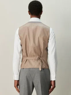 Gris - Gilet de costume à détails en tissu contrasté