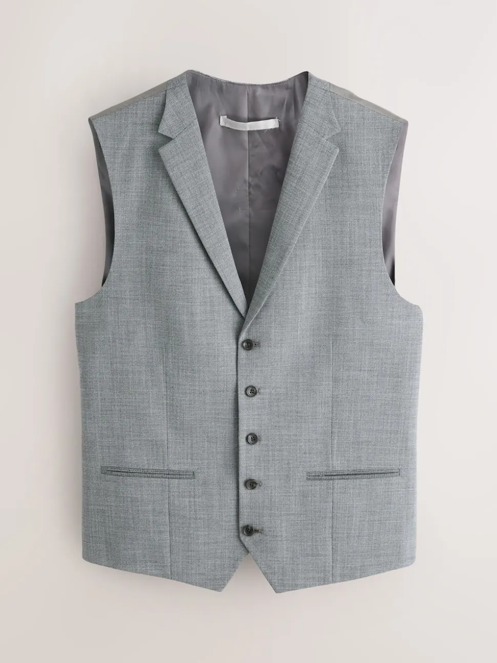 Gris - Gilet de costume à détails en tissu contrasté