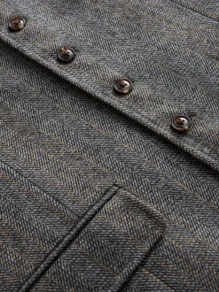 Gris - Gilet de costume coupe ajustée à rayures à chevrons en laine mélangée