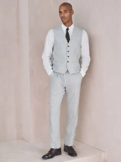 Gris - Gilet de costume en lin Blend texturé