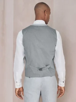 Gris - Gilet de costume en lin Blend texturé