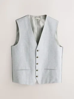 Gris - Gilet de costume en lin Blend texturé