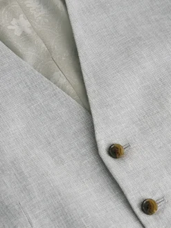 Gris - Gilet de costume en lin Blend texturé