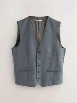 Gris - Gilet de costume en laine mérinos mélangée