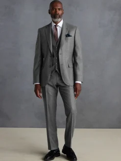 Gris - Gilet de costume en flanelle de laine et cachemire mélangés Signature Zignone