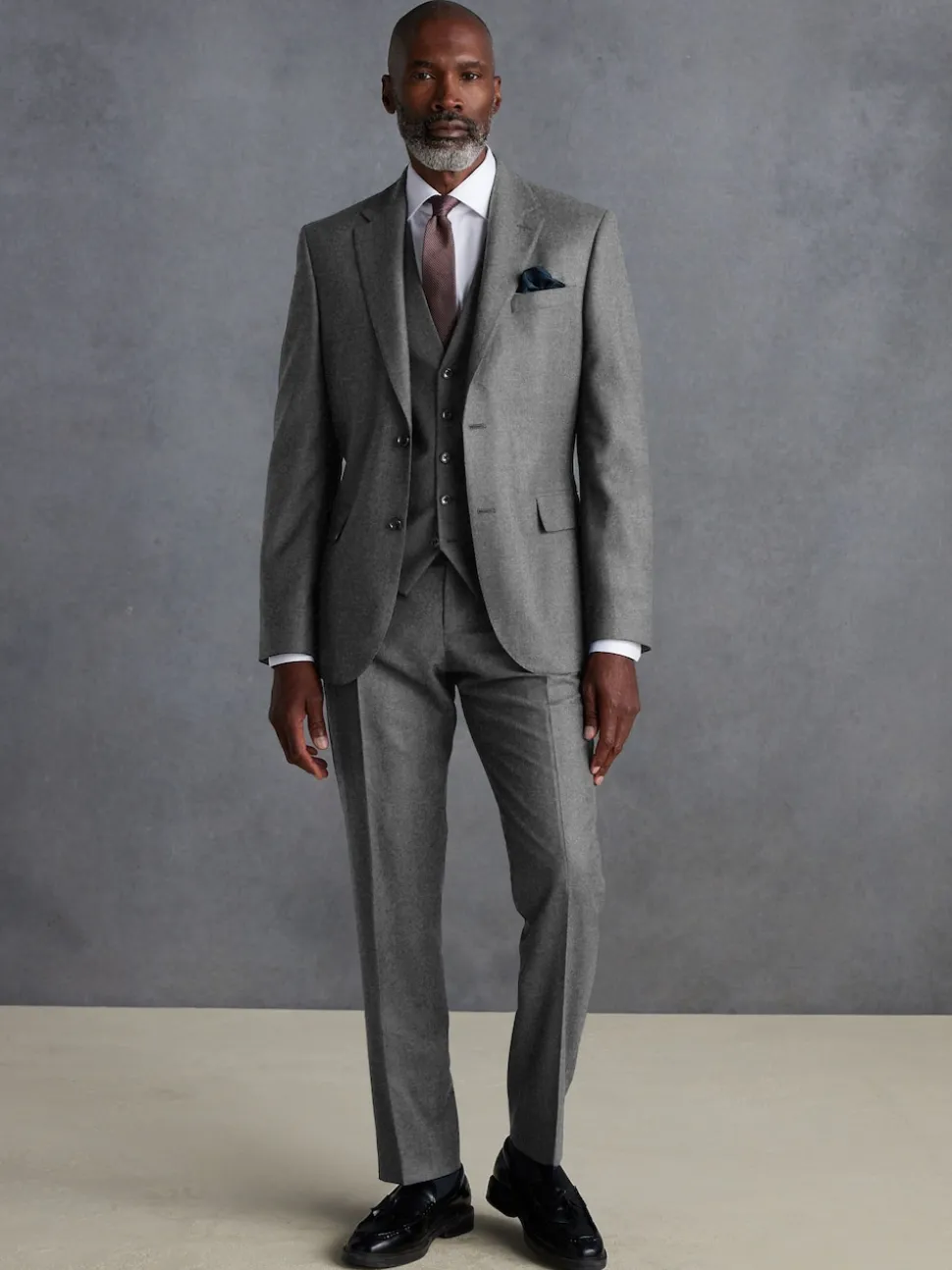 Gris - Gilet de costume en flanelle de laine et cachemire mélangés Signature Zignone