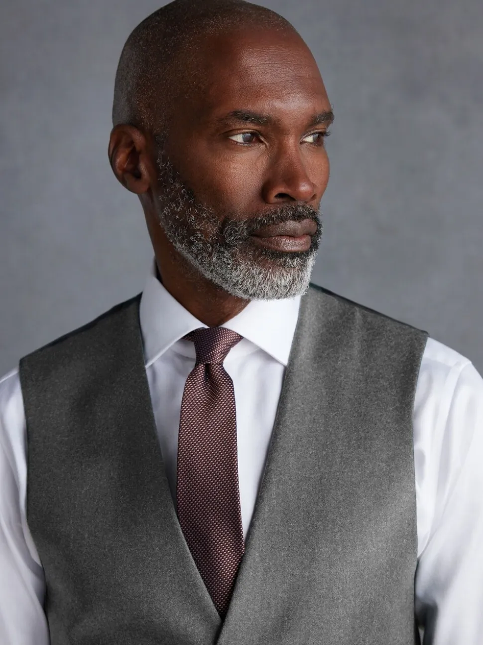 Gris - Gilet de costume en flanelle de laine et cachemire mélangés Signature Zignone