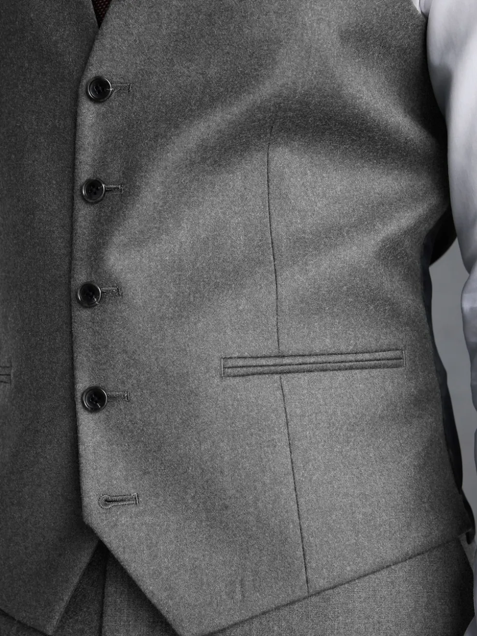 Gris - Gilet de costume en flanelle de laine et cachemire mélangés Signature Zignone