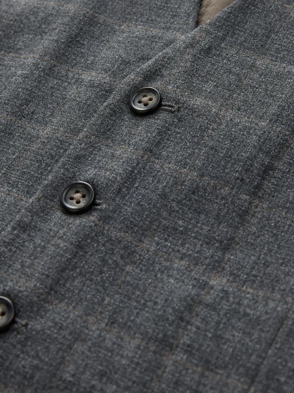 Gris - Gilet de costume habillé en flanelle à carreaux