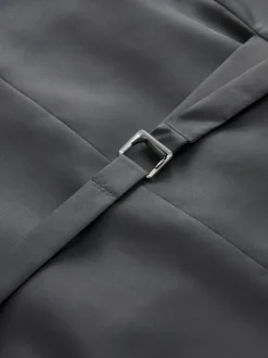 Gris - Gilet de costume habillé en flanelle à carreaux