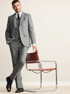 Gris - Gilet de costume Signature Abraham Moon 100% laine britannique Donegal