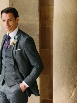 Gris - Gilet de costume texturé Skopes Fox