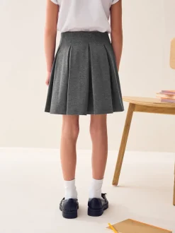 Gris - Jupe d’école plissée extensible en jersey (3-17ans)