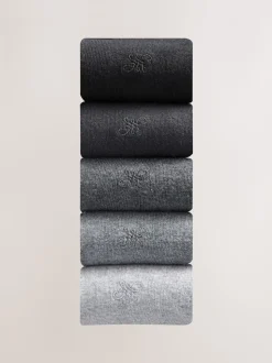 Gris - Lot de 5 - Chaussettes fraîches brodées durables